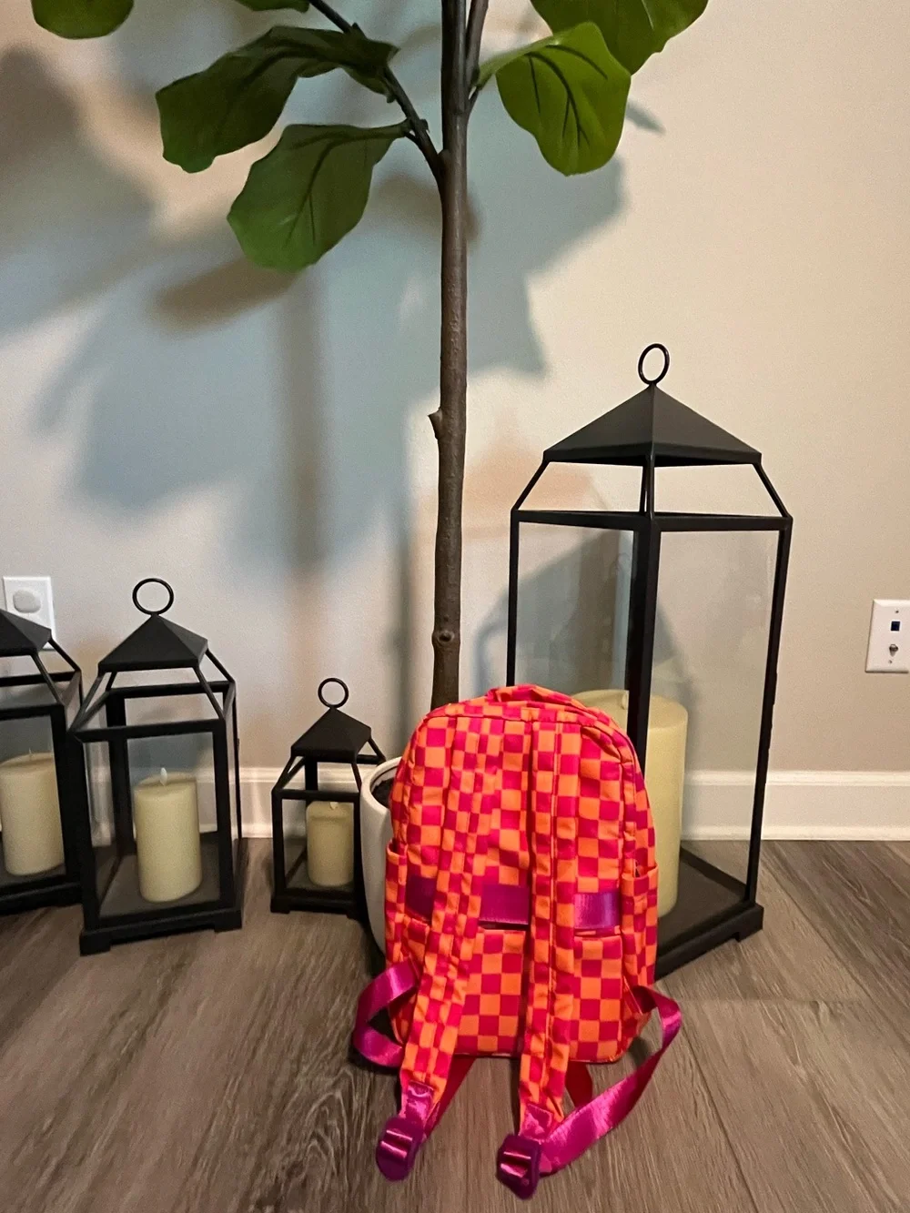 Emmafy Minimax Backpack NWT - Pink/Orange Check